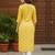Yellow printed cotton kurti
