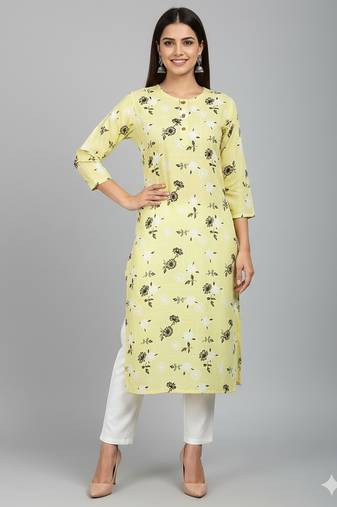 Light yellow cotton kurti