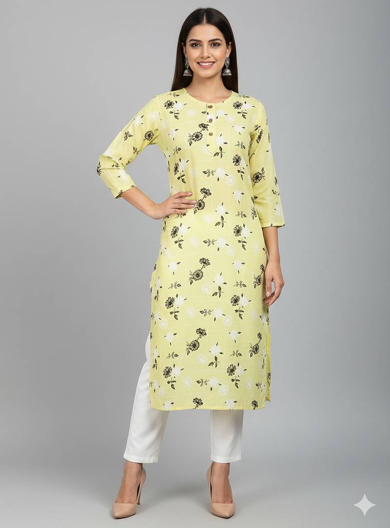 Light yellow cotton kurti