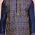 Navy blue dupion art silk kurta with computerised embroidery machine work churidar
