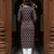 Dark brown printed cotton kurti