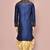Navy blue dupion art silk kurta with computerised embroidery machine work churidar