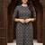 Dark grey printed cotton kurti