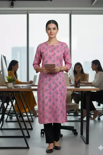 Saka Designs Pink Printed Cotton Kurti