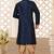 Navy blue dupion art silk kurta with computerised embroidery machine work churidar