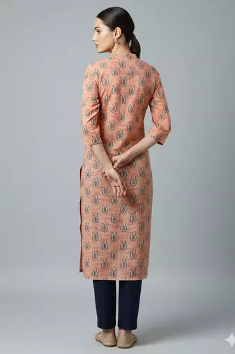 Saka Designs Peach Printed Cotton Kurti