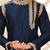 Navy blue dupion art silk kurta with computerised embroidery machine work churidar