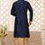 Navy blue dupion art silk kurta with computerised embroidery machine work churidar