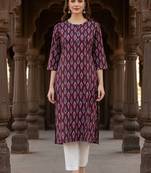 Dark burgundy printed cotton kurti
