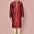 Mahroon dupion art silk kurta with computerised embroidery machine work churidar