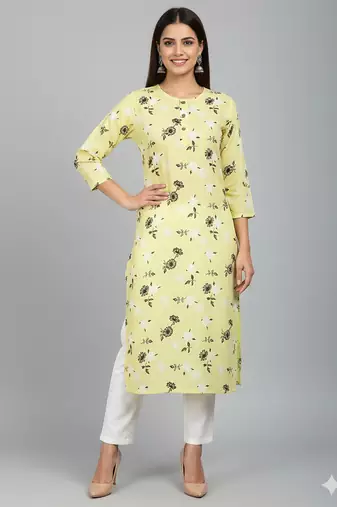 Saka Designs Light Yellow Cotton Kurti