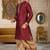 Mahroon dupion art silk kurta with computerised embroidery machine work churidar