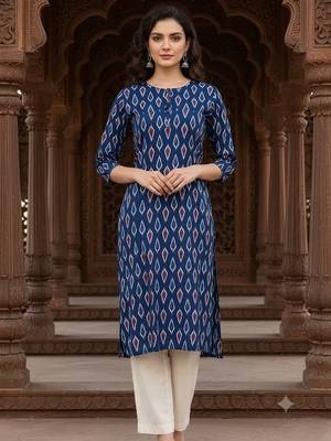 Saka Designs Indigo Printed Cotton Kurti 2