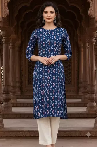 Saka Designs Indigo Printed Cotton Kurti