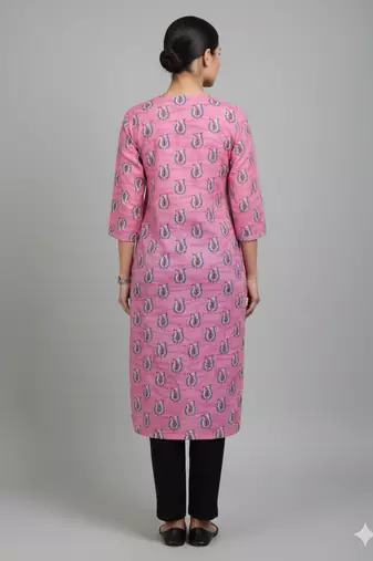 Saka Designs Pink Printed Cotton Kurti