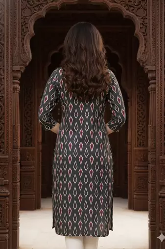 Saka Designs Dark Grey Printed Cotton Kurti