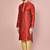 Red dupion art silk kurta with computerised embroidery machine work churidar