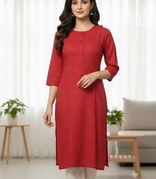 Red printed cotton kurti