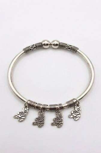 925 Sterling Silver Charm Bangle Bracelet for Women | Hanging Charm Silver Bracelet Jewelry