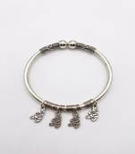 925 Sterling Silver Charm Bangle Bracelet for Women | Hanging Charm Silver Bracelet Jewelry