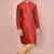 Red dupion art silk kurta with computerised embroidery machine work churidar
