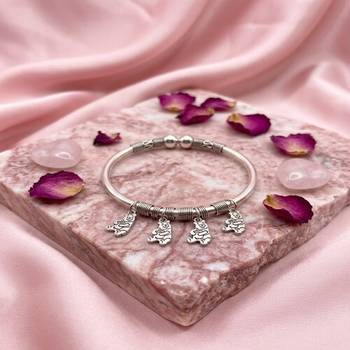 925 Sterling Silver Charm Bangle Bracelet for Women | Hanging Charm Silver Bracelet Jewelry 3