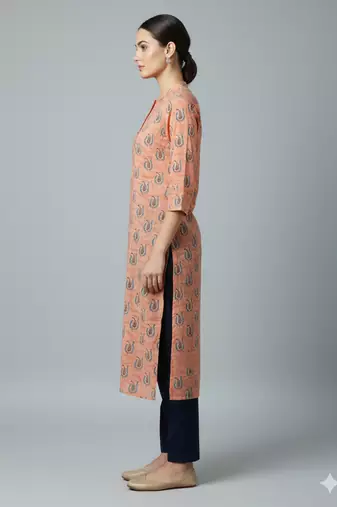 Saka Designs Peach Printed Cotton Kurti