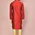 Red dupion art silk kurta with computerised embroidery machine work churidar