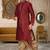Red dupion art silk kurta with computerised embroidery machine work churidar