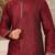 Red dupion art silk kurta with computerised embroidery machine work churidar