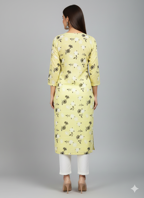 Saka Designs Light Yellow Cotton Kurti 3