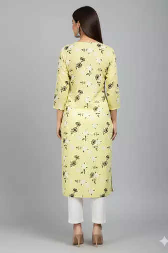 Saka Designs Light Yellow Cotton Kurti
