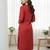 Red printed cotton kurti