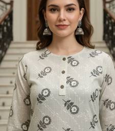 Off white printed cotton kurti