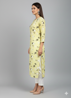 Saka Designs Light Yellow Cotton Kurti 4