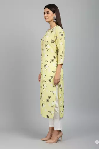 Saka Designs Light Yellow Cotton Kurti