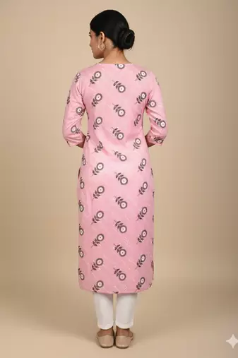 Saka Designs Pink Printed Cotton Kurti