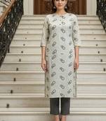 Off white printed cotton kurti