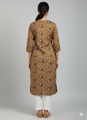 Saka Designs Brown Printed Cotton Kurti 2