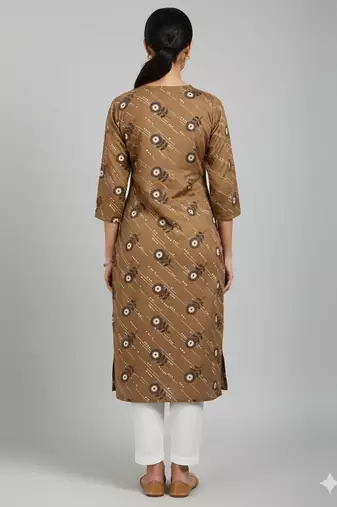 Saka Designs Brown Printed Cotton Kurti