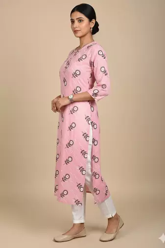Saka Designs Pink Printed Cotton Kurti