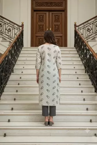Saka Designs Off White Printed Cotton Kurti