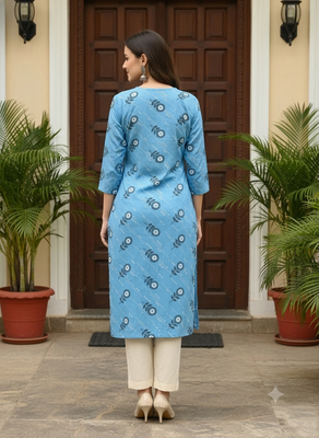 Saka Designs Blue Printed Cotton Kurti 4