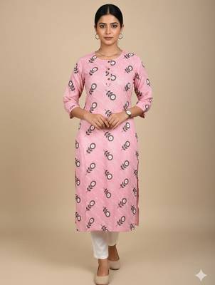 Saka Designs Pink Printed Cotton Kurti 1