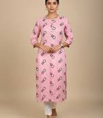 Pink printed cotton kurti