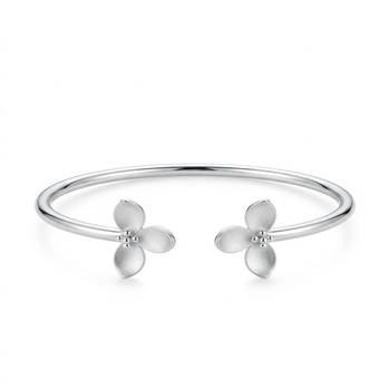 925 Sterling Silver Floral Open Cuff Bracelet for Women | Flower Design Silver Bangle Jewelry 1