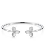 925 Sterling Silver Floral Open Cuff Bracelet for Women | Flower Design Silver Bangle Jewelry