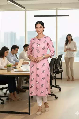Saka Designs Pink Printed Cotton Kurti