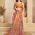 Orange printed linen pre draped  saree with blouse