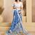 Royal blue printed linen pre draped  saree with blouse